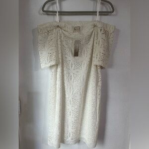 Chicos off the shoulder off white lace dress summer formal dinner NWT size 2